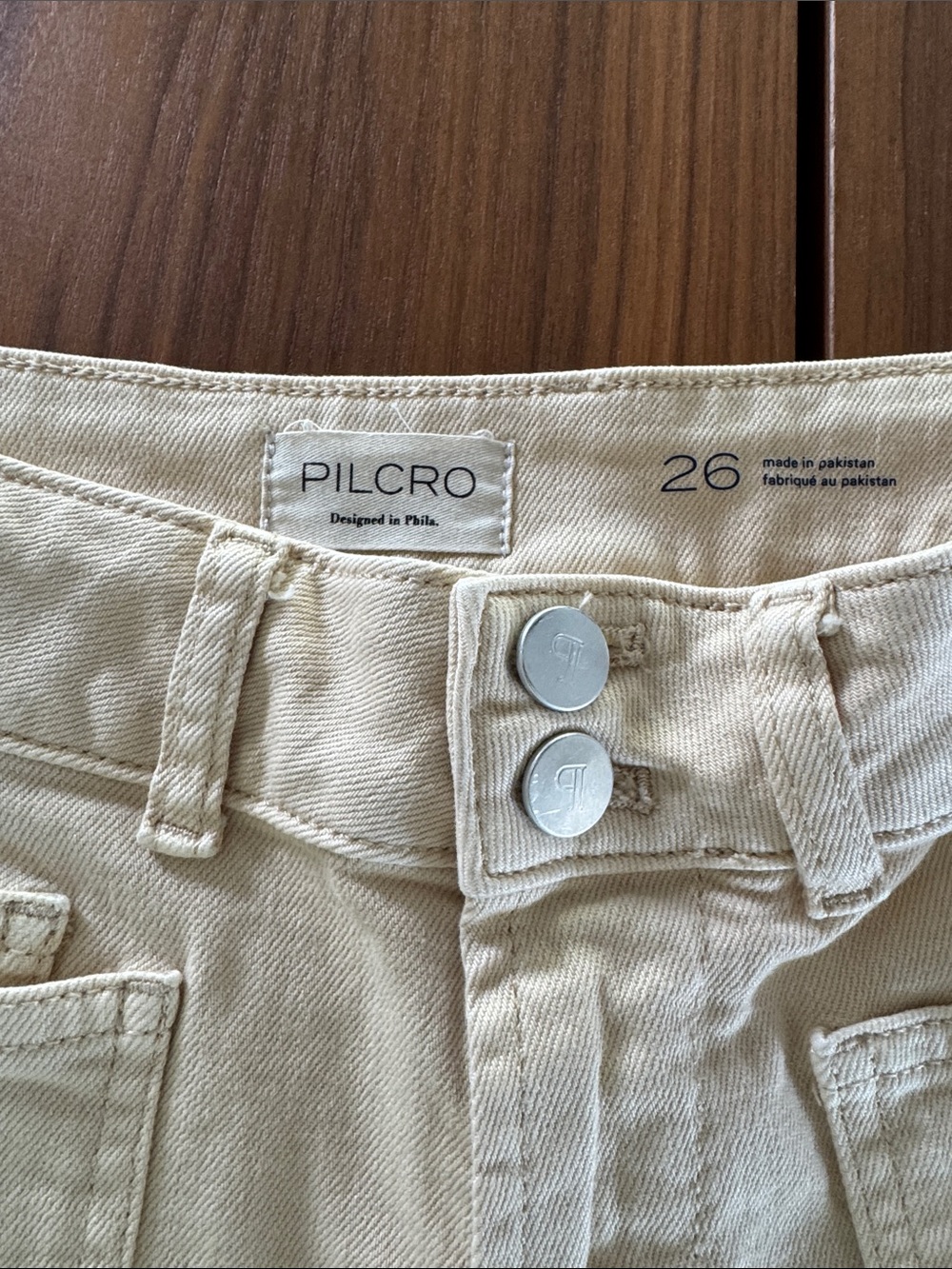 Pilcro Anthropologie Cream Ecru Straight Leg Utility Jeans Size 26 - Picture 3 of 8